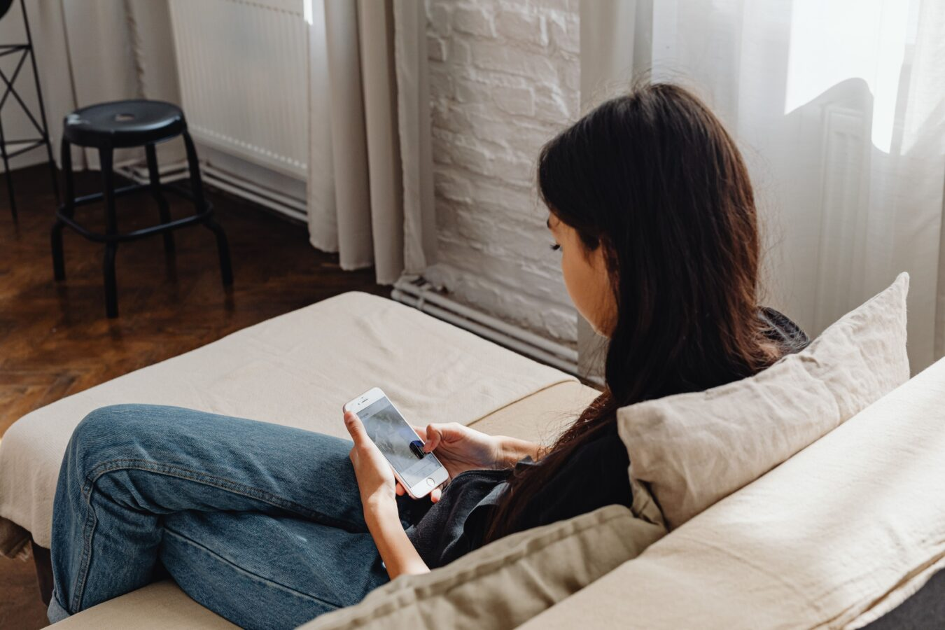 Woman reading her phone
